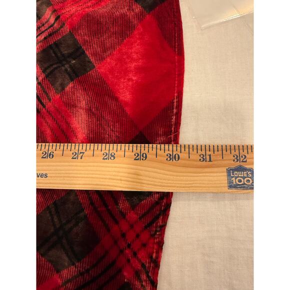 Coldwater Creek Shirt Women XL Red Black Plaid Velvet Tunic Rayon Silk Button Up - Picture 8 of 8